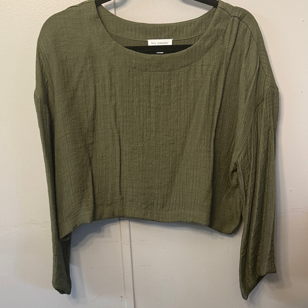 Blu Pepper Olive Green Crop Top